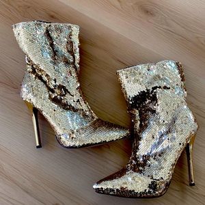 Gold Sequin Boots - size 7.5